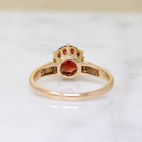 Art Deco Garnet & Yellow Gold Filigree Solitaire Ring