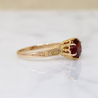 Art Deco Garnet & Yellow Gold Filigree Solitaire Ring