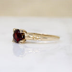 Rich Garnet in 1940s Gold Solitaire Ring