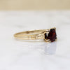 Rich Garnet in 1940s Gold Solitaire Ring