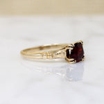 Rich Garnet in 1940s Gold Solitaire Ring