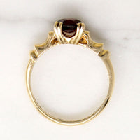 Rich Garnet in 1940s Gold Solitaire Ring
