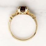 Rich Garnet in 1940s Gold Solitaire Ring