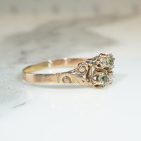Very Victorian Pale Green Garnet & Diamond Ring