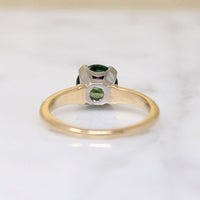 Moss Agate in Architectural Two-Tone Solitaire Ring