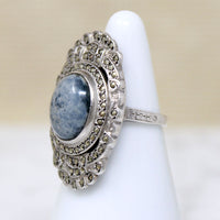 Uncanny Sodalite in Striking Marcasite & Silver Statement Ring