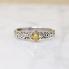 Citrine on Engraved Sterling Silver Band