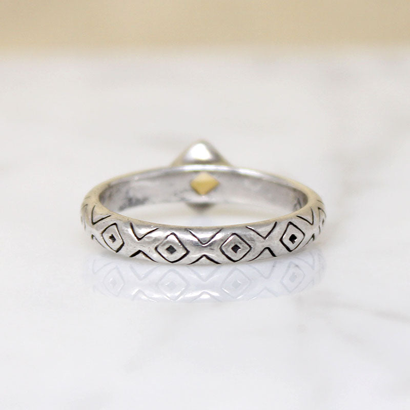 Citrine on Engraved Sterling Silver Band