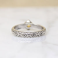 Citrine on Engraved Sterling Silver Band