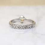 Citrine on Engraved Sterling Silver Band