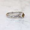 Citrine on Engraved Sterling Silver Band