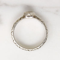 Citrine on Engraved Sterling Silver Band