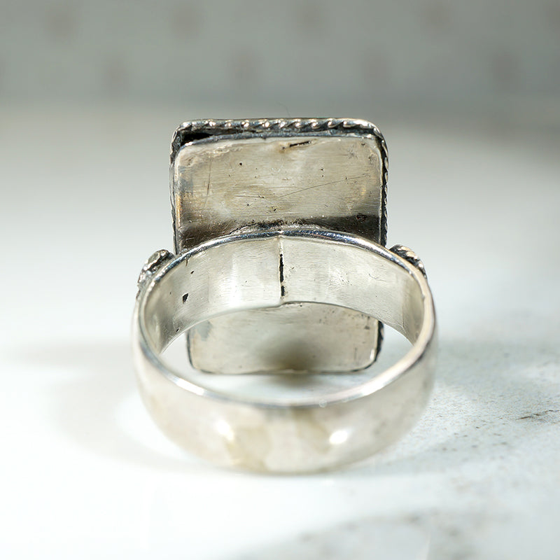 Tibetan Turquoise & Coral Sterling Silver Ring