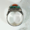 Tibetan Turquoise & Coral Sterling Silver Ring
