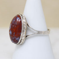 Superb Blue & Scarlet Jasper in Sterling Ring