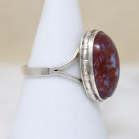 Superb Blue & Scarlet Jasper in Sterling Ring