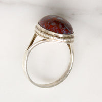 Superb Blue & Scarlet Jasper in Sterling Ring