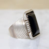 Powerful Onyx & Sterling Modernist Statement Ring