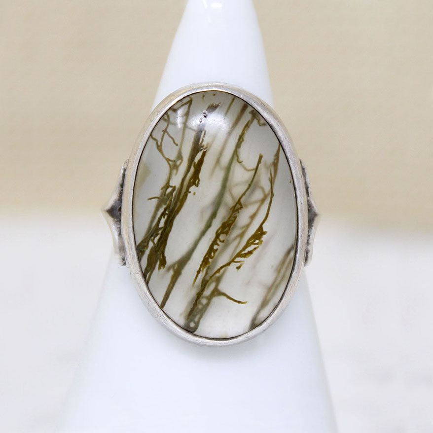 Simple Sterling Ring with Moss Agate