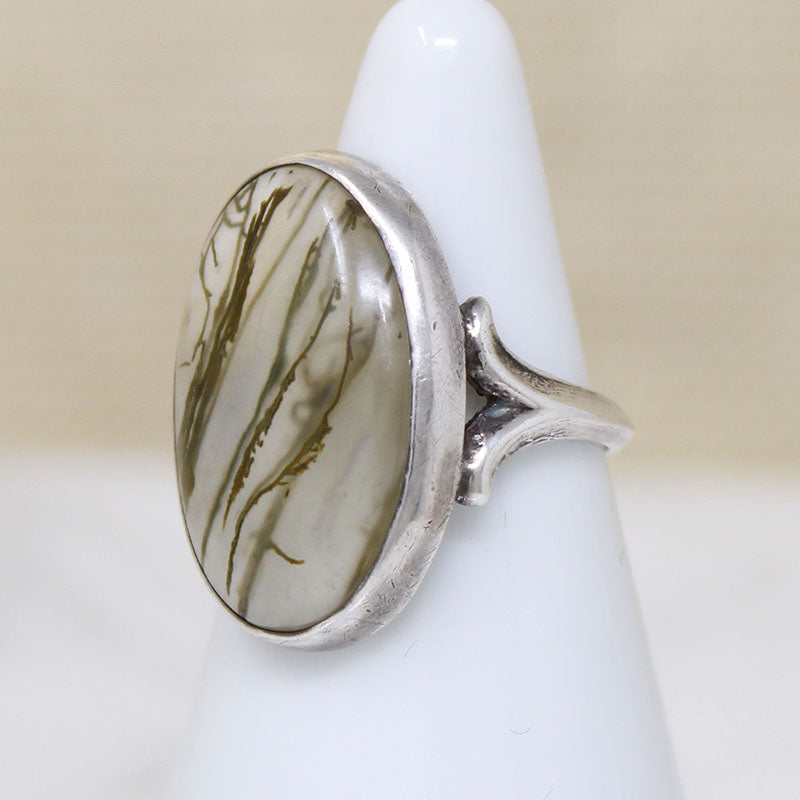 Simple Sterling Ring with Moss Agate
