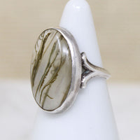 Simple Sterling Ring with Moss Agate