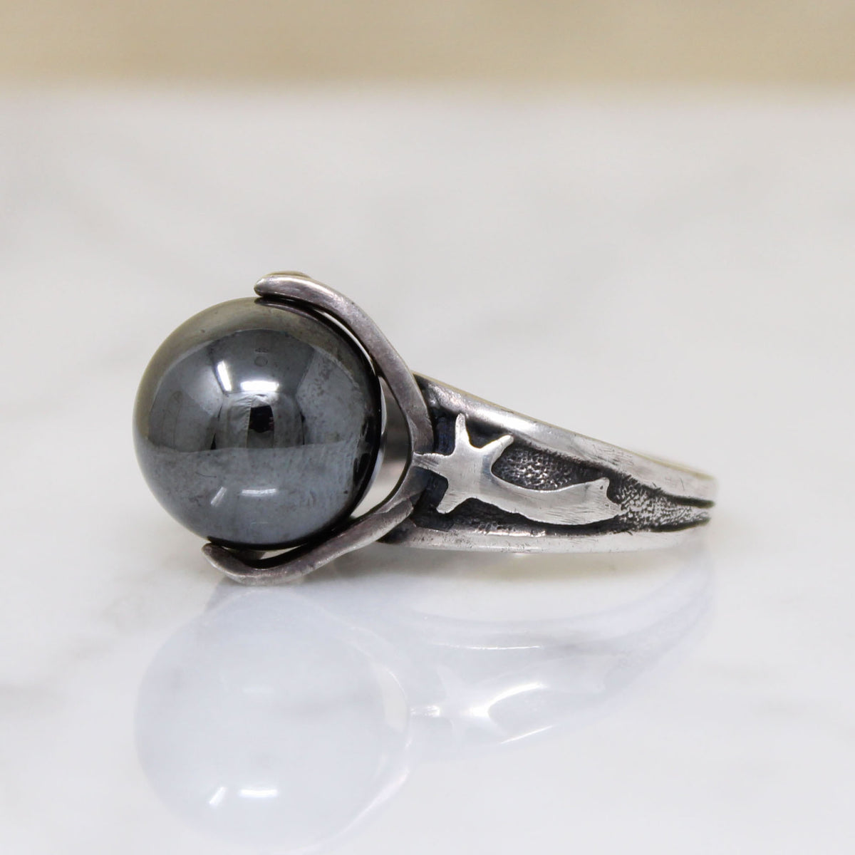 Hematite Orb Cosmic Wizard's Ring