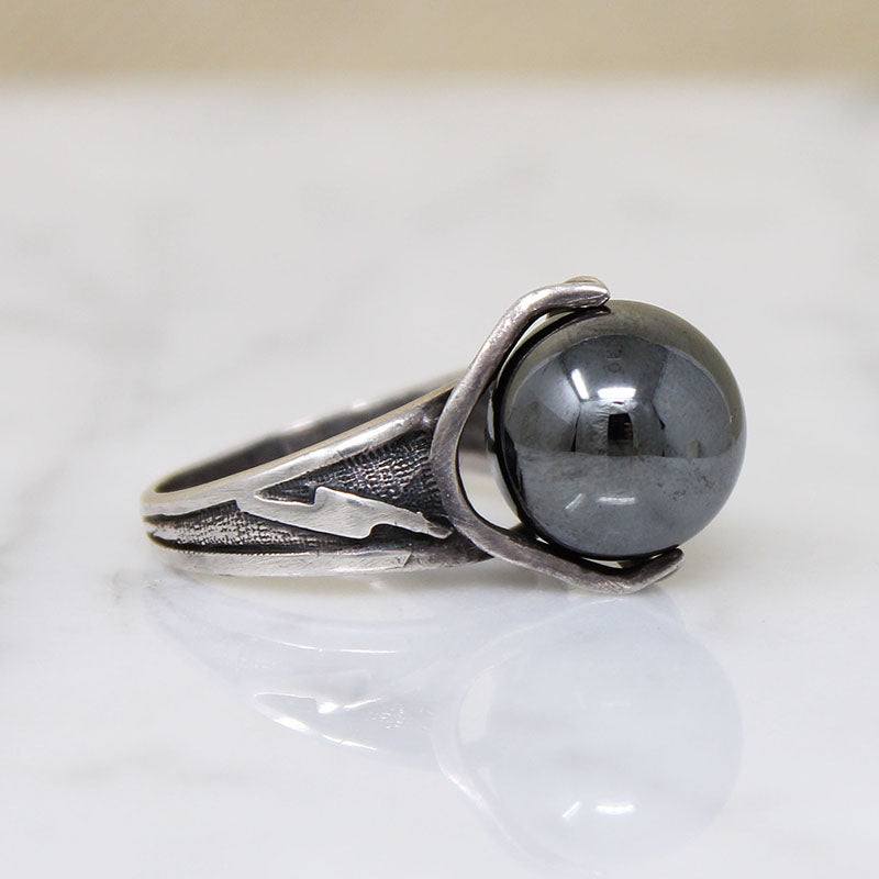 Hematite Orb Cosmic Wizard's Ring