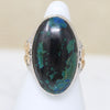 Stunning Azurite in Silver Filigree Ring with Rosy Flowers