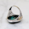 Stunning Azurite in Silver Filigree Ring with Rosy Flowers