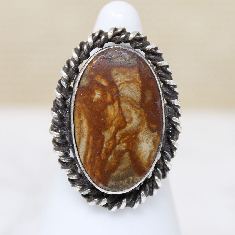 Petrified Wood in Sterling Silver Statement Ring