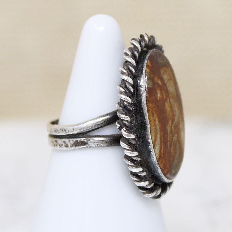 Petrified Wood in Sterling Silver Statement Ring