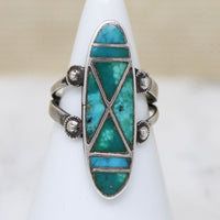 Dramatic Turquoise Inlay in Sterling Silver Ring