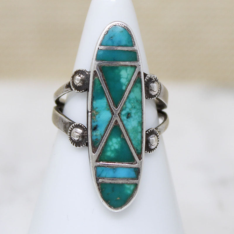 Dramatic Turquoise Inlay in Sterling Silver Ring