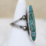 Dramatic Turquoise Inlay in Sterling Silver Ring