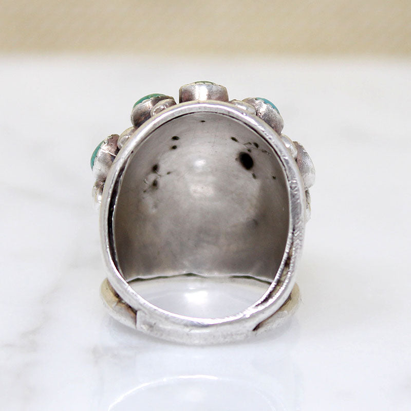 Turquoise Studded Sterling Silver Bombé Ring