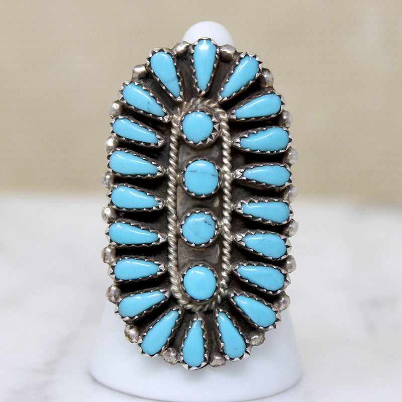 Incredible Zuni Turquoise Petit Point Ring