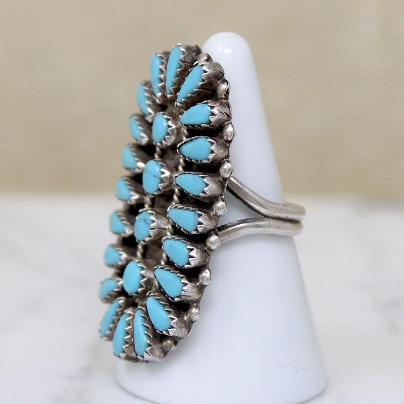 Incredible Zuni Turquoise Petit Point Ring
