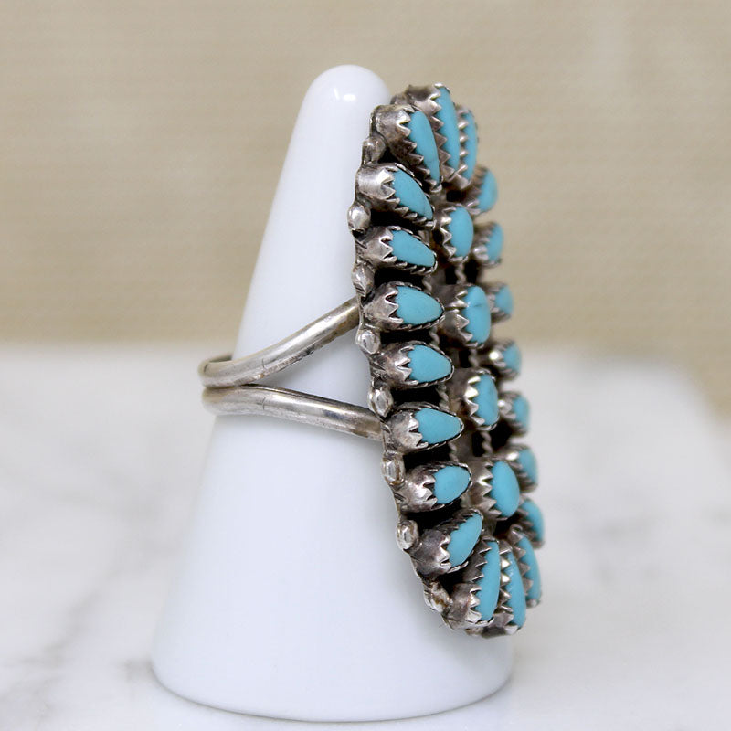 Incredible Zuni Turquoise Petit Point Ring