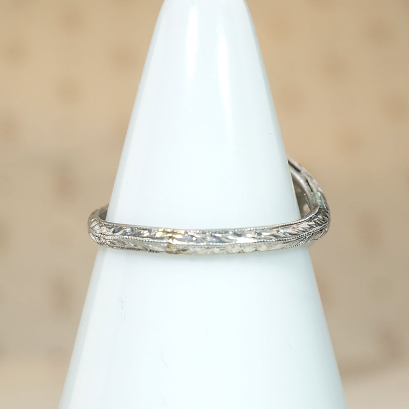 Old Mine Cut Diamond Cluster in Ornate Platinum Engagement Ring