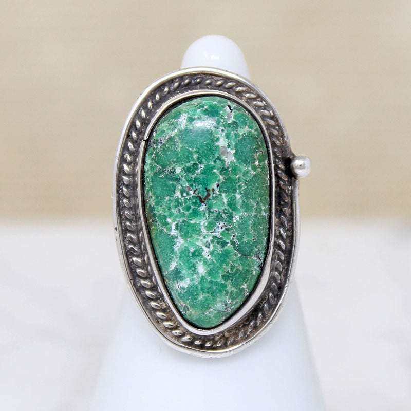Green Turquoise Nugget in Sterling Ring