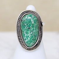 Green Turquoise Nugget in Sterling Ring