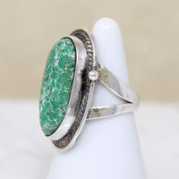 Green Turquoise Nugget in Sterling Ring