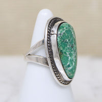 Green Turquoise Nugget in Sterling Ring