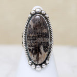 Dappled Agate in Rocker Stamped Silver Ring