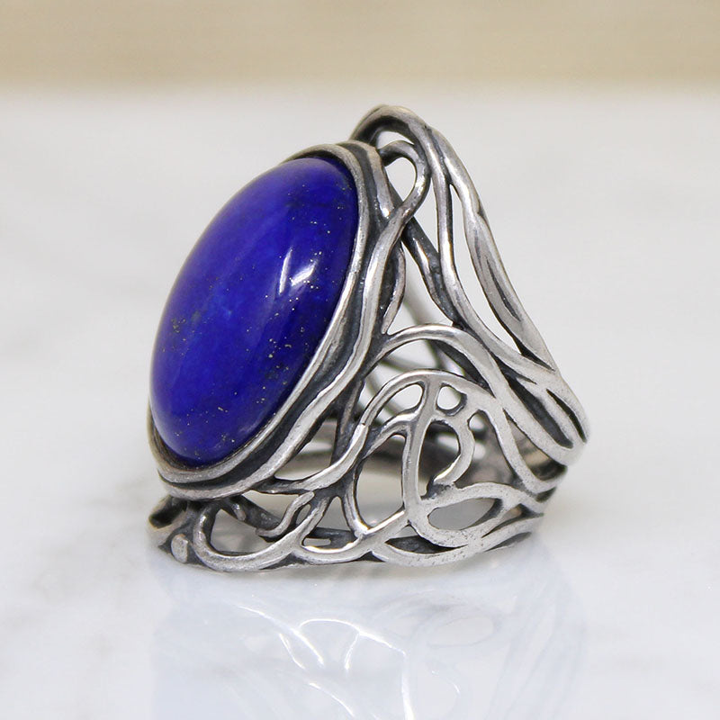 Enchanting Elven Lapis & Sterling Silver Ring