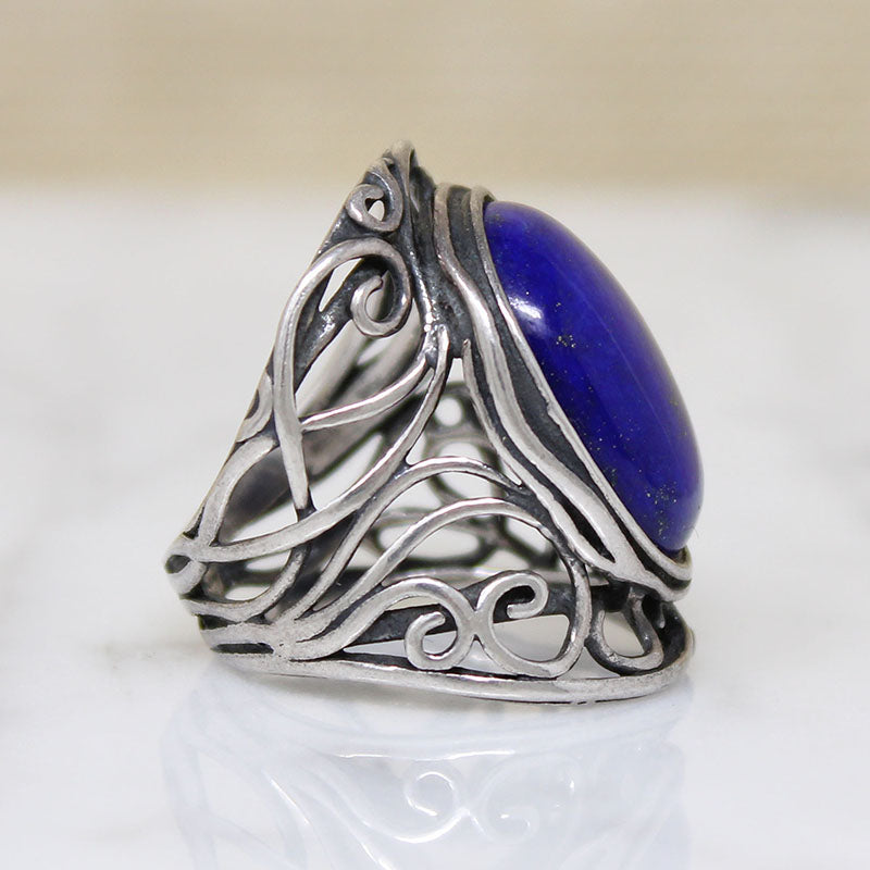 Enchanting Elven Lapis & Sterling Silver Ring