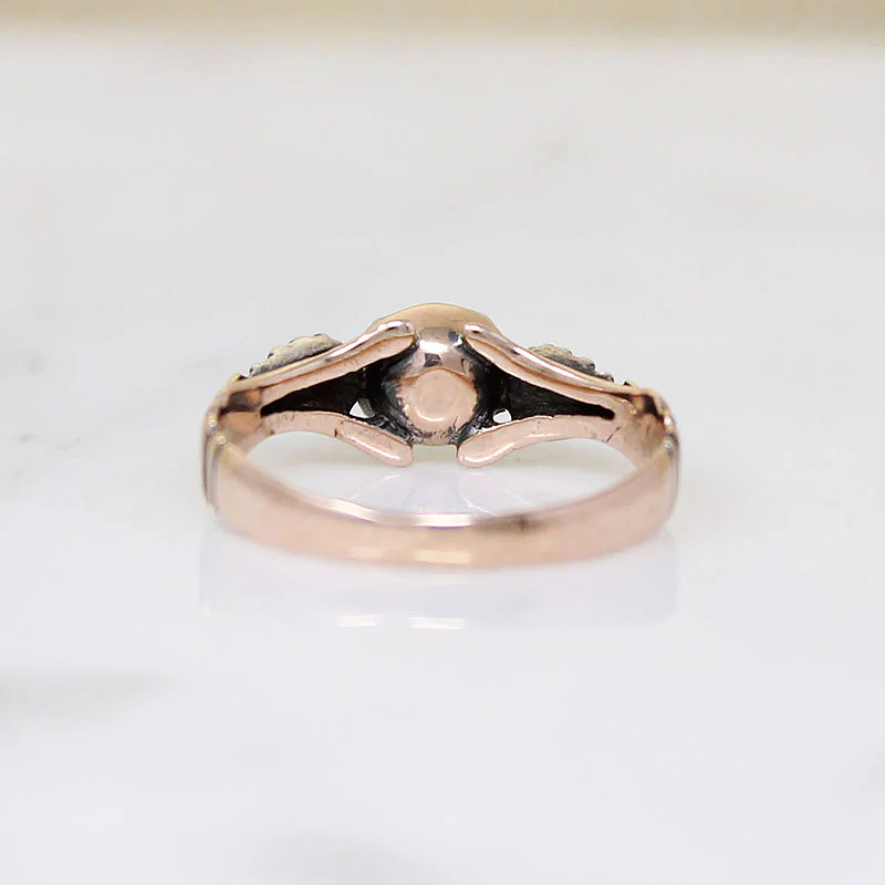 18th Century Rose Cut Diamond Ring in Silver & Gold