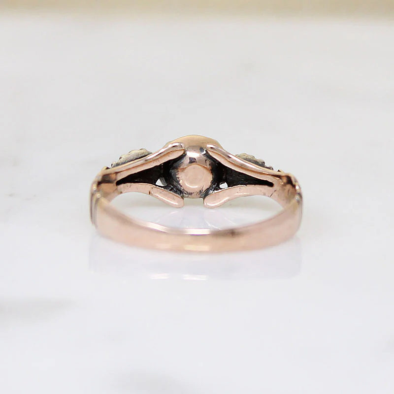 18th Century Rose Cut Diamond Ring in Silver & Gold