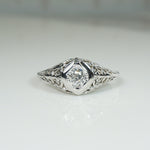 Lacy Lilies White Gold Filigree Diamond Solitaire