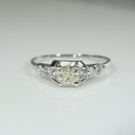 Art Moderne Yellow & White Diamonds in Platinum Ring